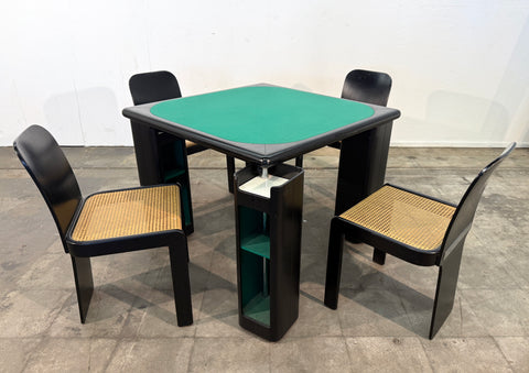Pierluigi Molinari Game Table with Four Chairs, Italy, 1970s