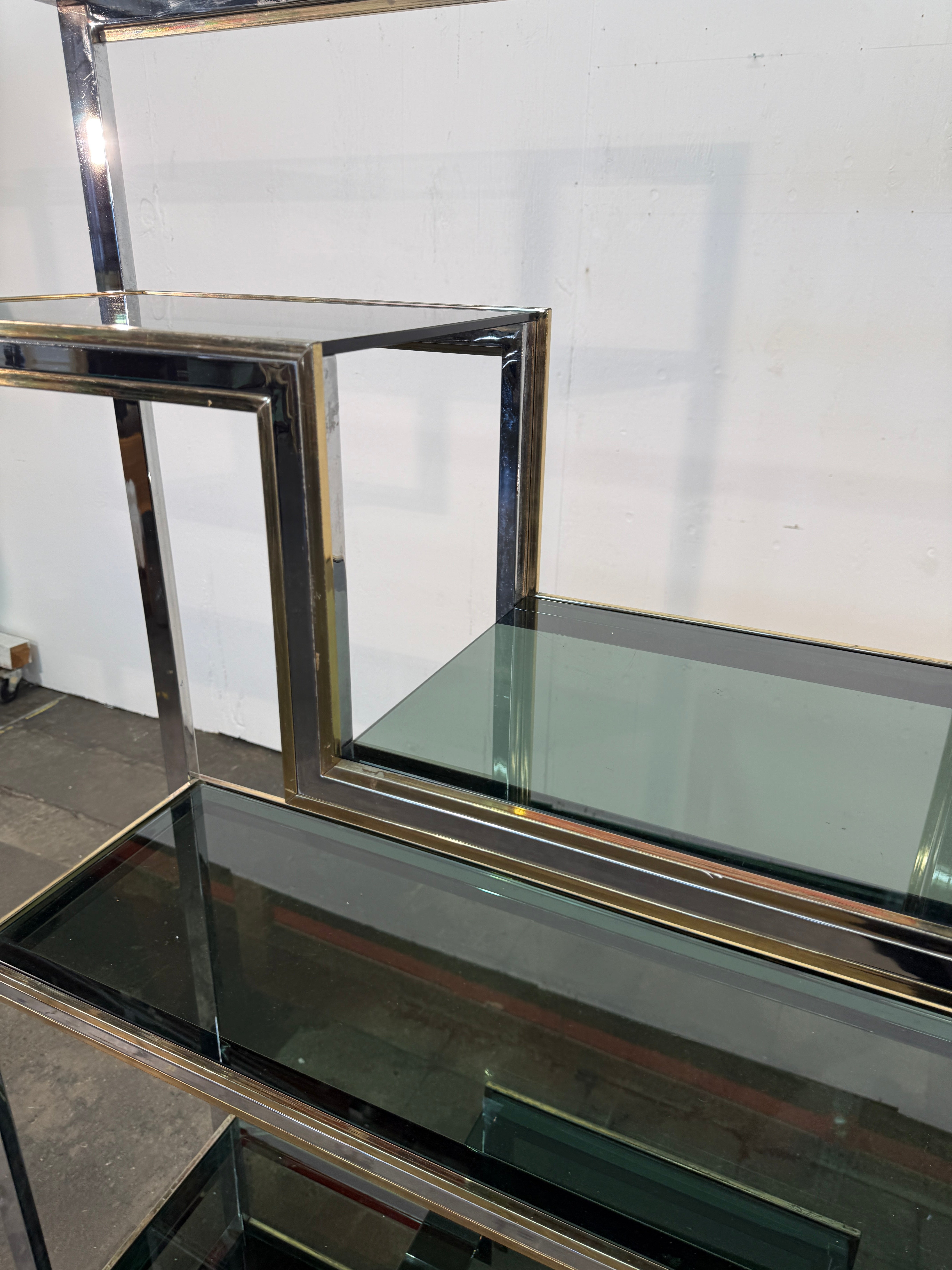 Romeo Rega Chrome and Brass Étagère / Library, Italy, 1970s