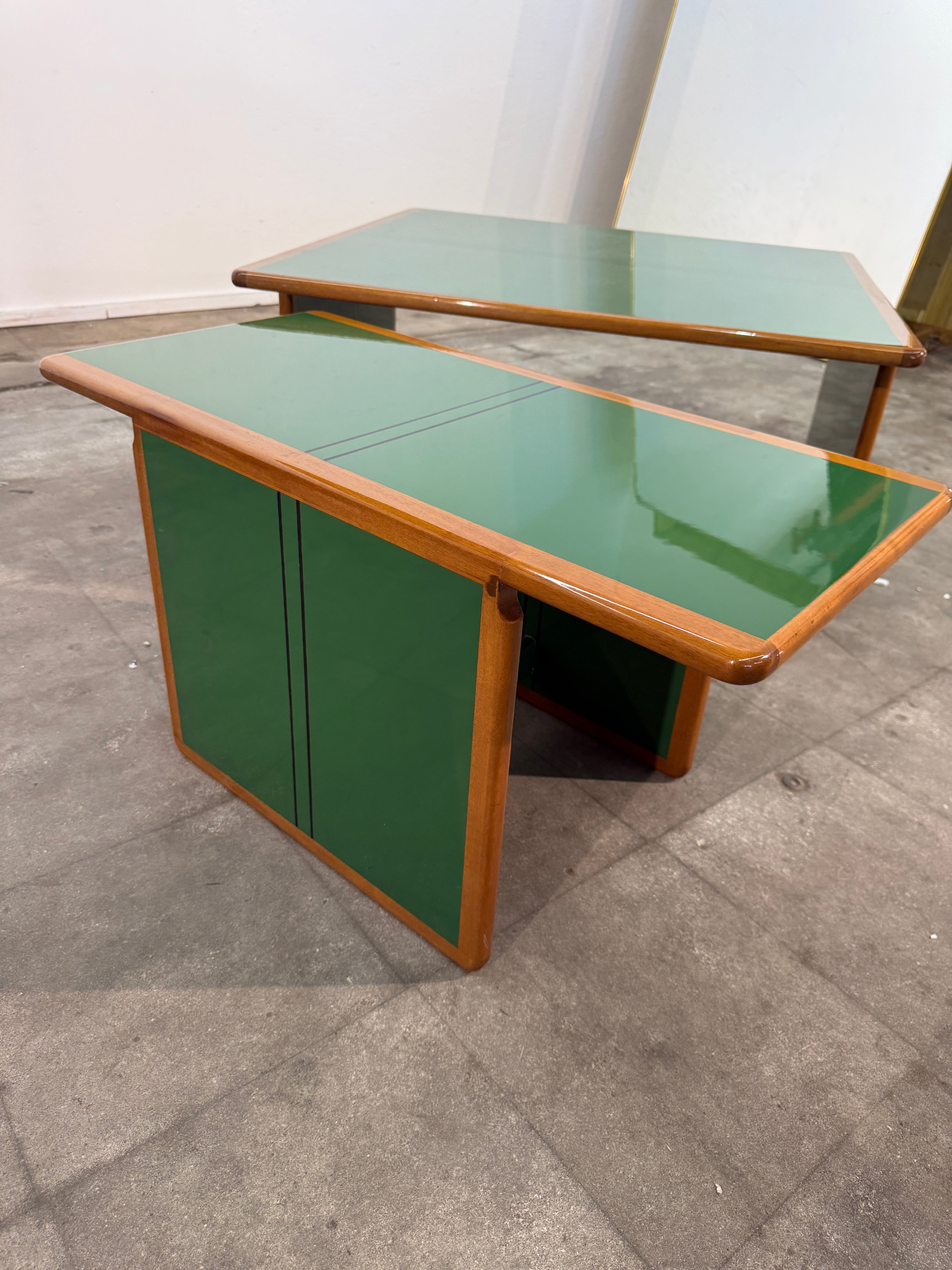 Pair of “Laker” Green Coffee Tables by Afra & Tobia Scarpa, Italy