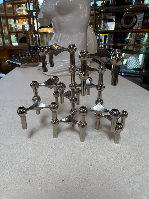 Set of 10 Nagel Stoff Modular Chrome Candle Holders