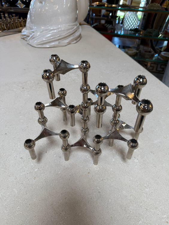 Set of 10 Nagel Stoff Modular Chrome Candle Holders