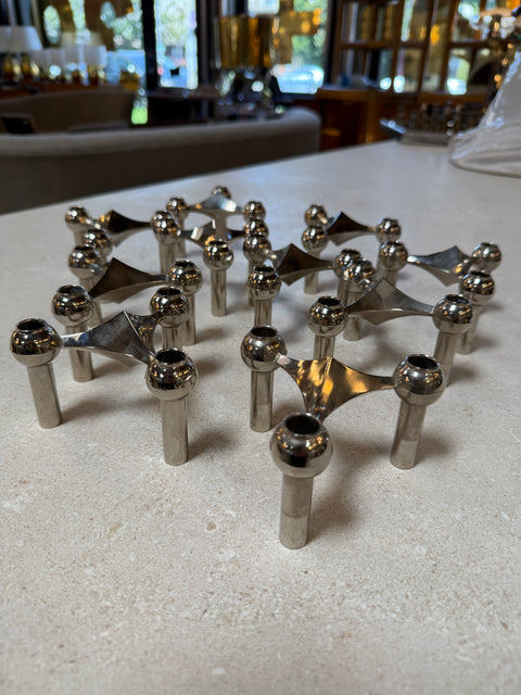 Set of 10 Nagel Stoff Modular Chrome Candle Holders