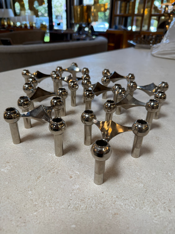 Set of 10 Nagel Stoff Modular Chrome Candle Holders