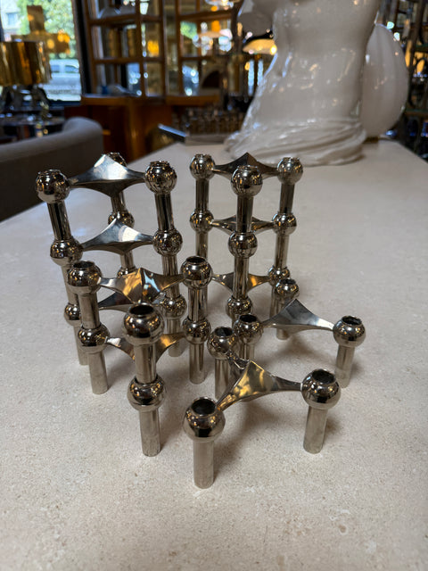 Set of 10 Nagel Stoff Modular Chrome Candle Holders