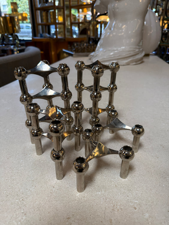 Set of 10 Nagel Stoff Modular Chrome Candle Holders