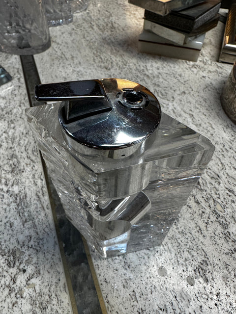 Lucite and Chrome Table Lighter, Italy, 1970s