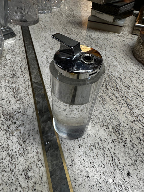 Cylindrical Lucite and Chrome Table Lighter, Italy, 1970s