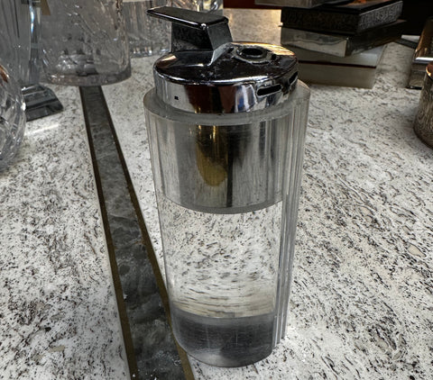 Cylindrical Lucite and Chrome Table Lighter, Italy, 1970s