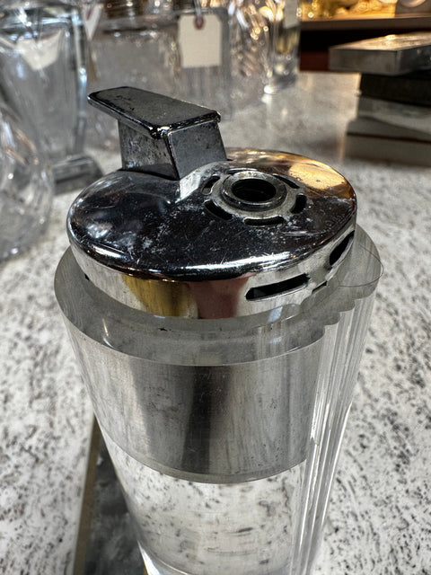 Cylindrical Lucite and Chrome Table Lighter, Italy, 1970s