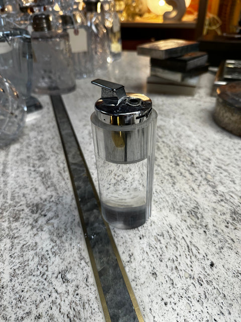 Cylindrical Lucite and Chrome Table Lighter, Italy, 1970s