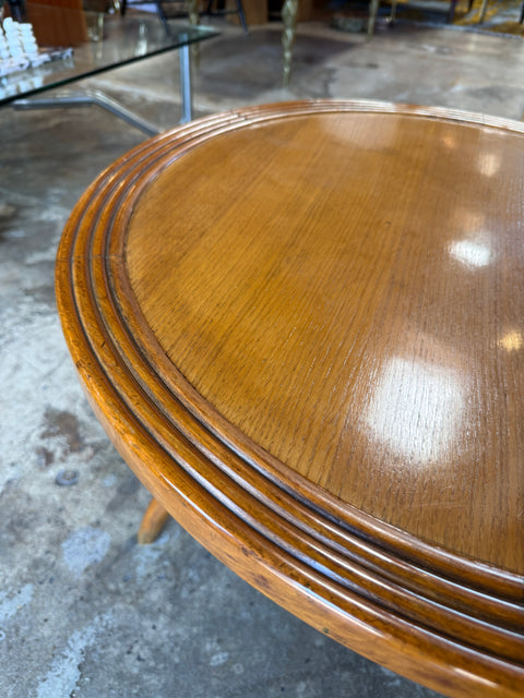 Italian Round Wood Side Table with Curved Four-Leg Base