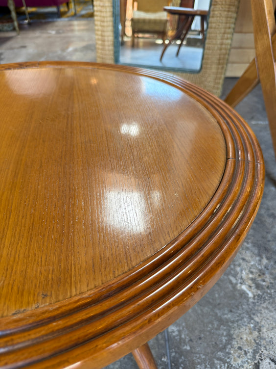 Italian Round Wood Side Table with Curved Four-Leg Base