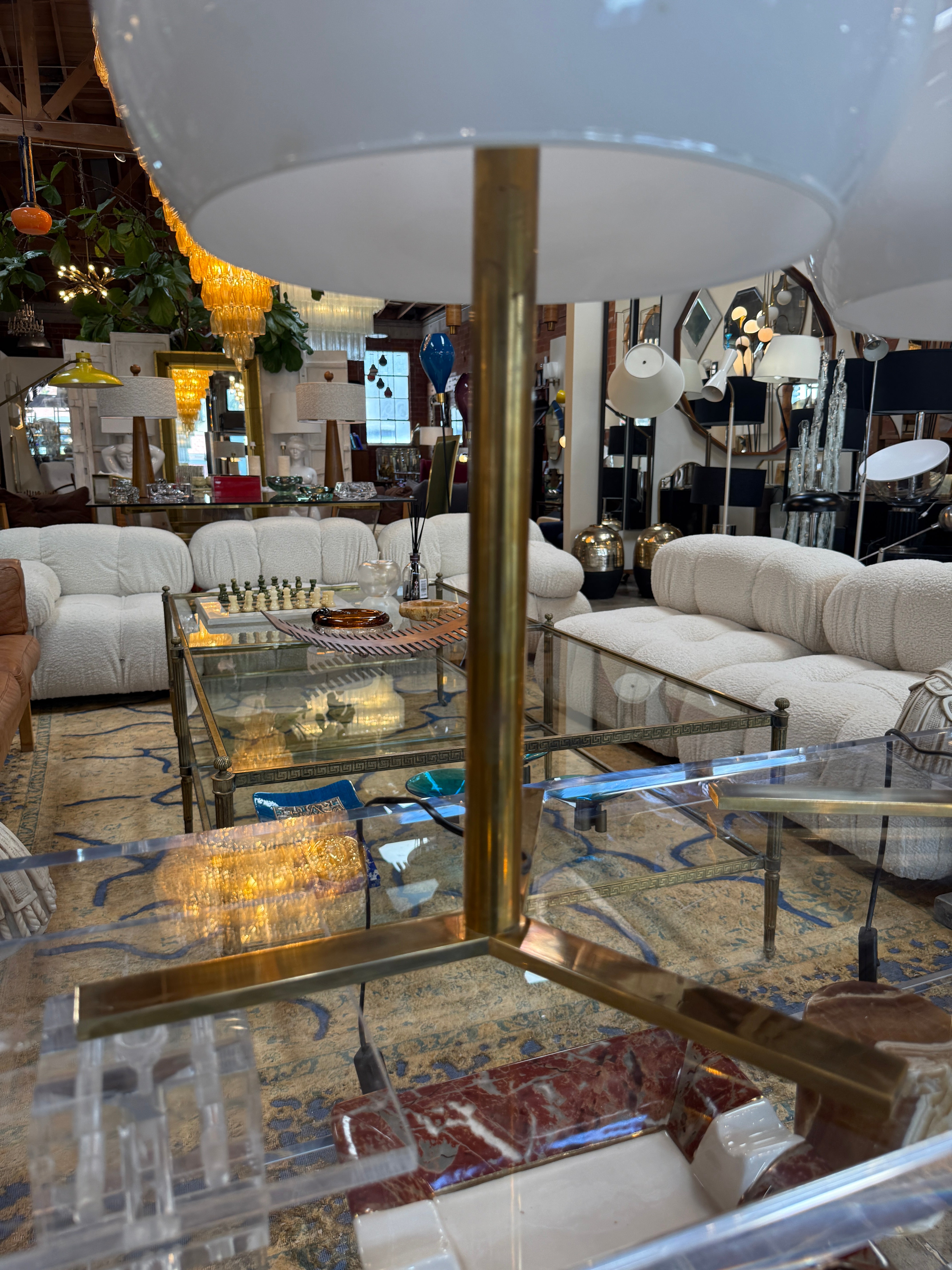 Pair of Italian Murano Glass Table Lamps with Brass Base, 1950s