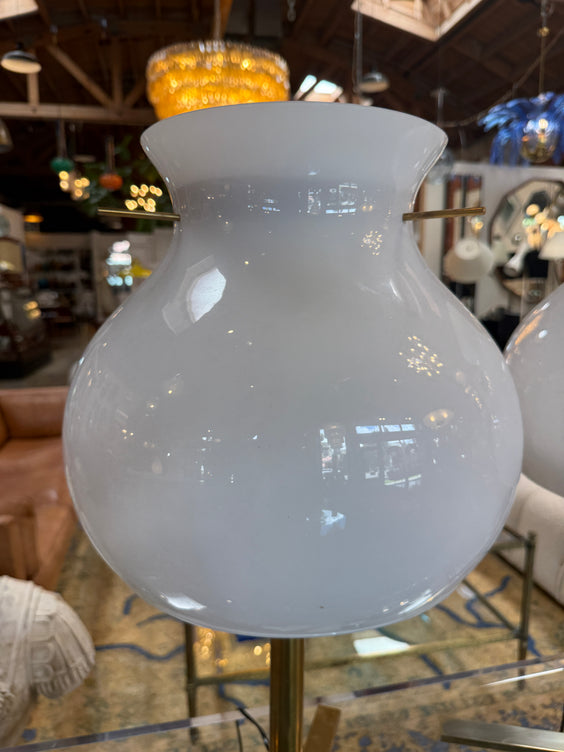 Pair of Italian Murano Glass Table Lamps with Brass Base, 1950s