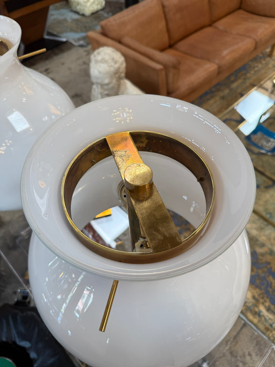 Pair of Italian Murano Glass Table Lamps with Brass Base, 1950s