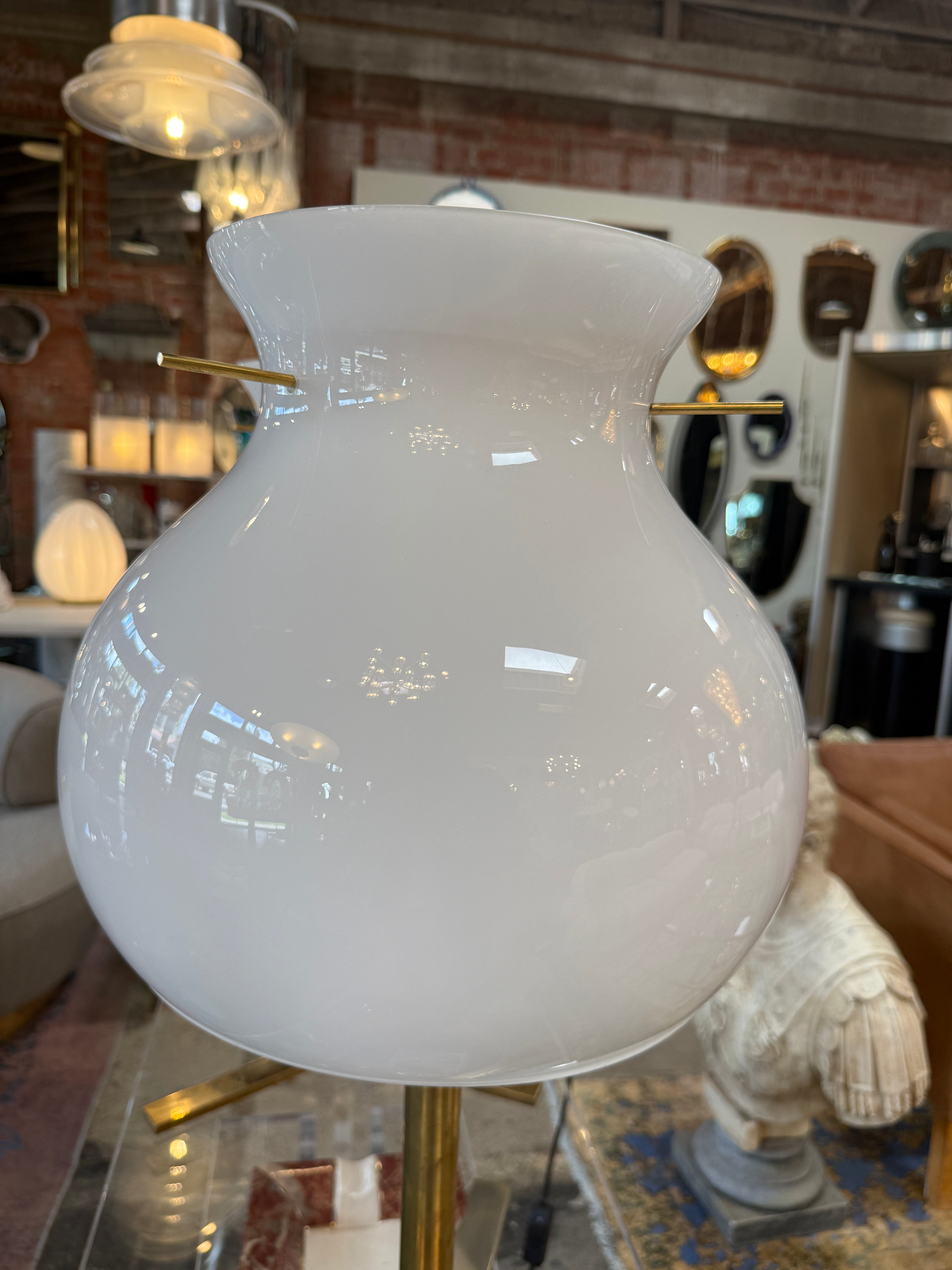 Pair of Italian Murano Glass Table Lamps with Brass Base, 1950s