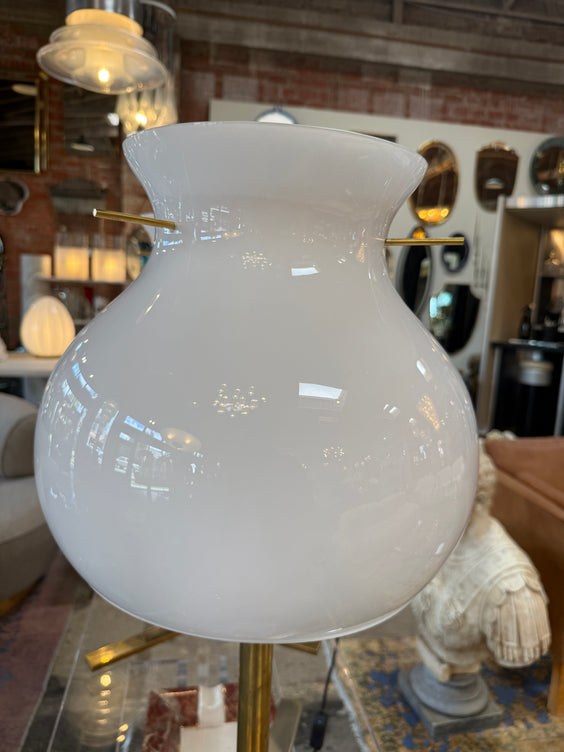 Pair of Italian Murano Glass Table Lamps with Brass Base, 1950s