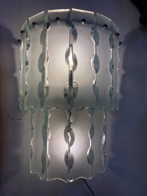 Pair of Italian Beveled Glass Sconces by Cristal Art