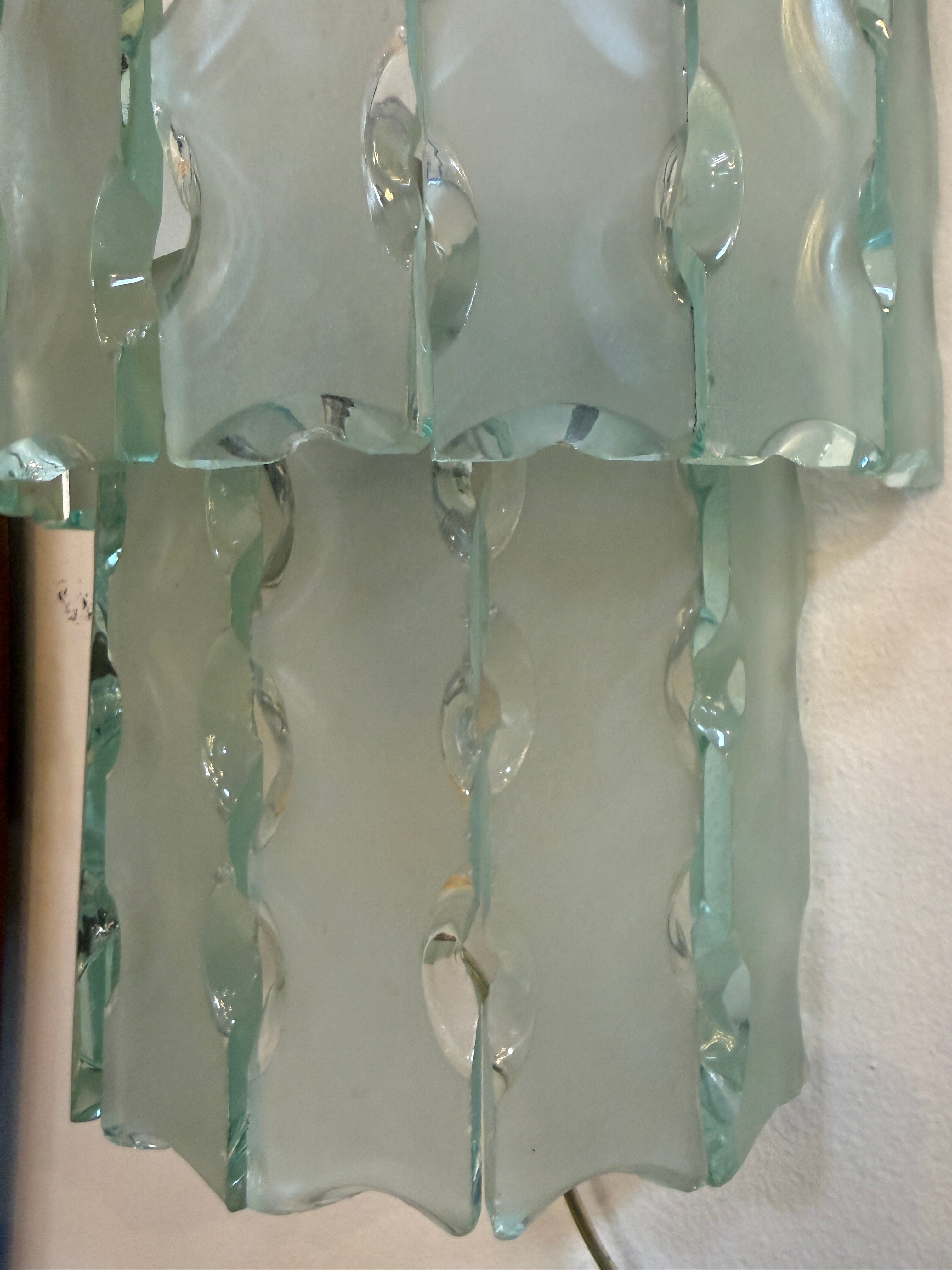 Pair of Italian Beveled Glass Sconces by Cristal Art