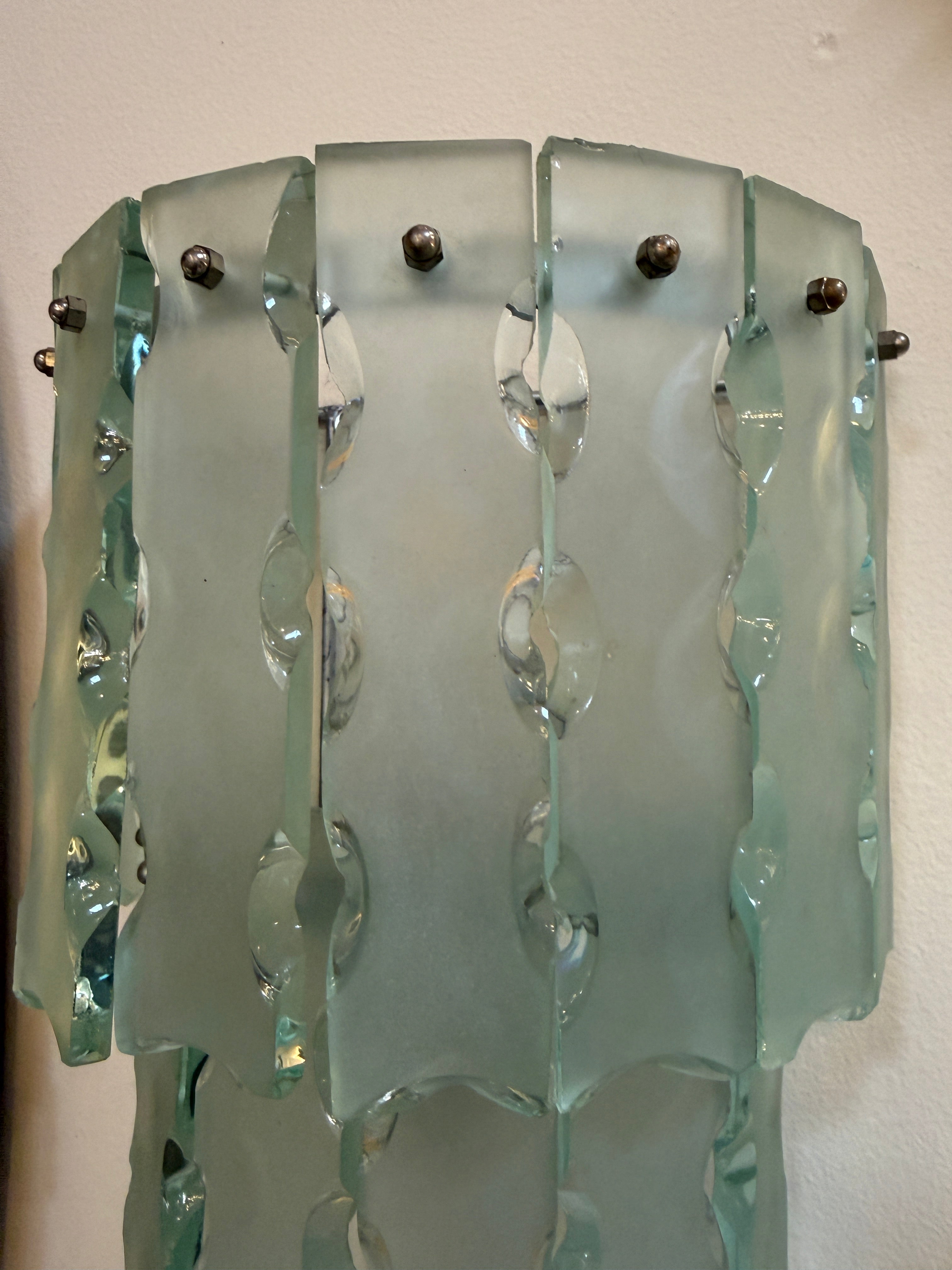 Pair of Italian Beveled Glass Sconces by Cristal Art
