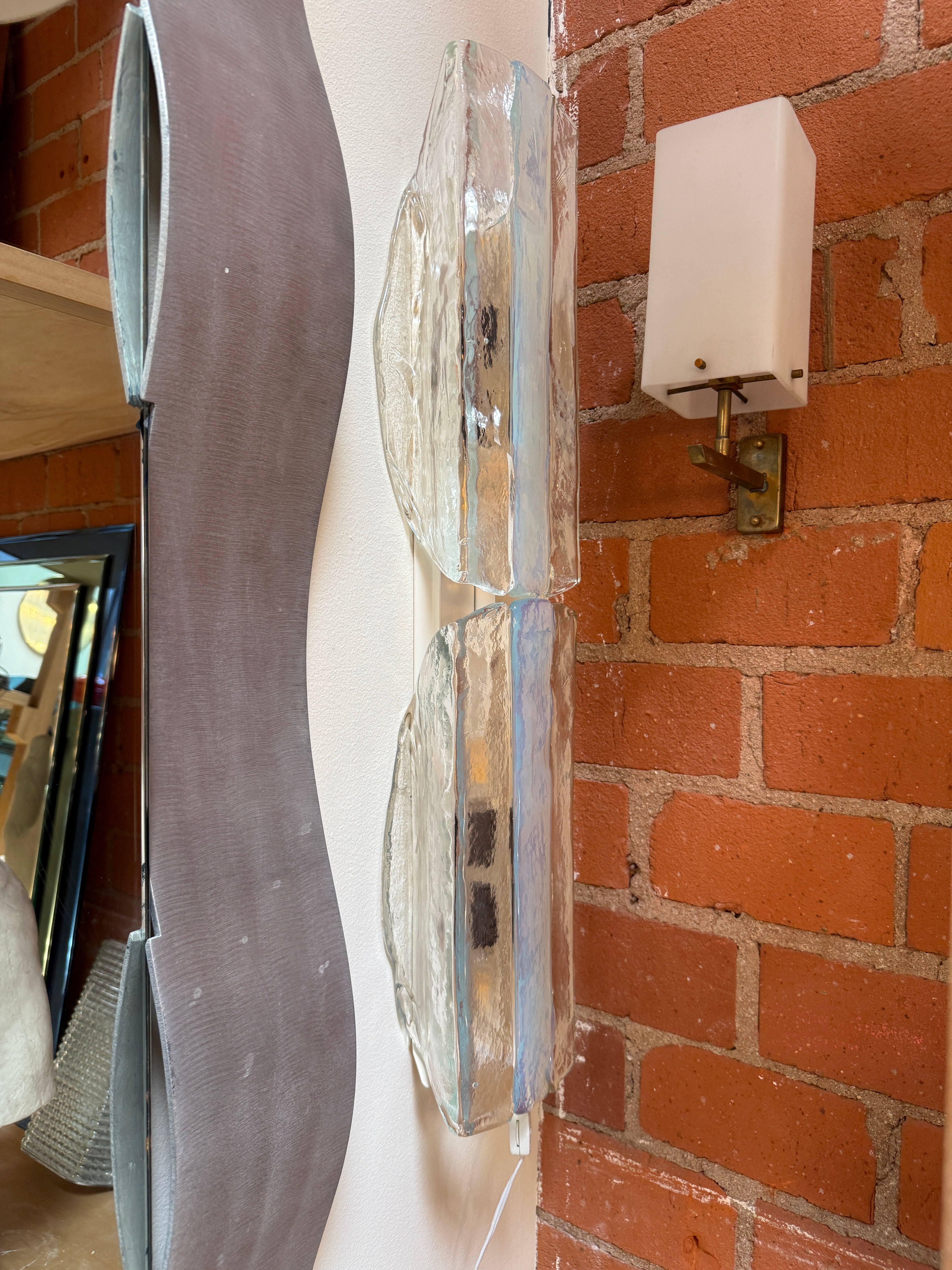 Pair of Italian Murano Glass Double Sconces by Mazzega