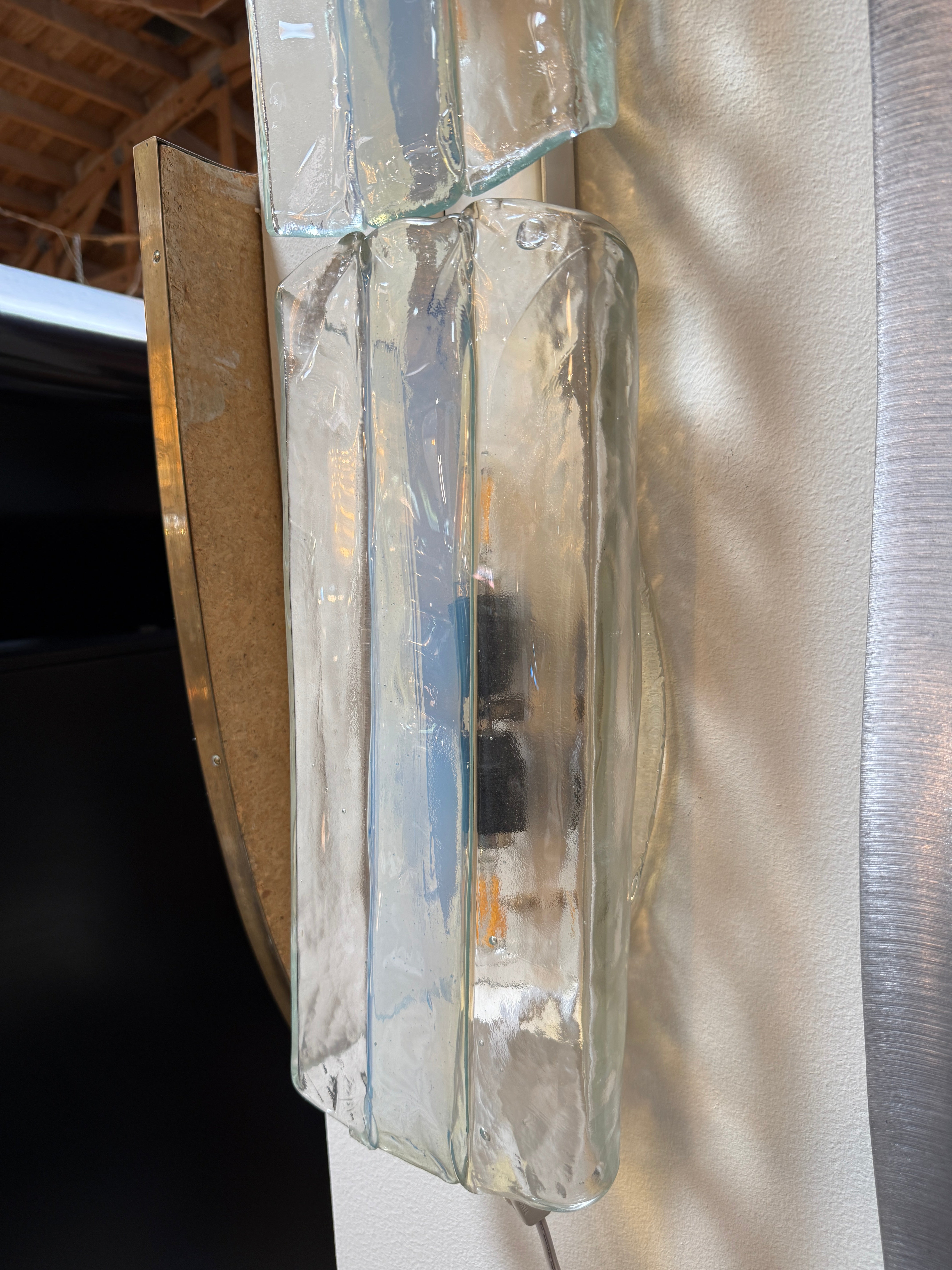 Pair of Italian Murano Glass Double Sconces by Mazzega