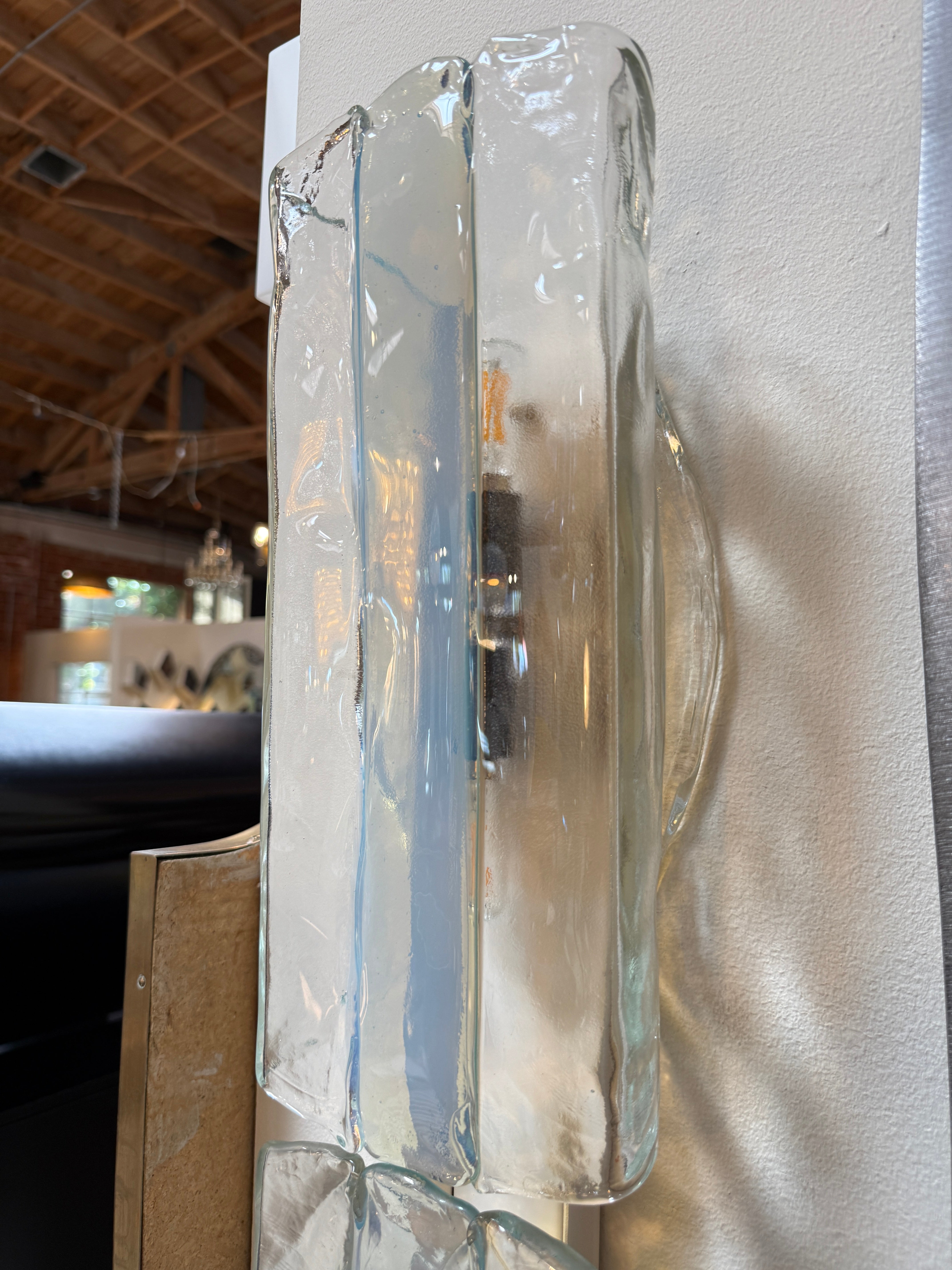 Pair of Italian Murano Glass Double Sconces by Mazzega