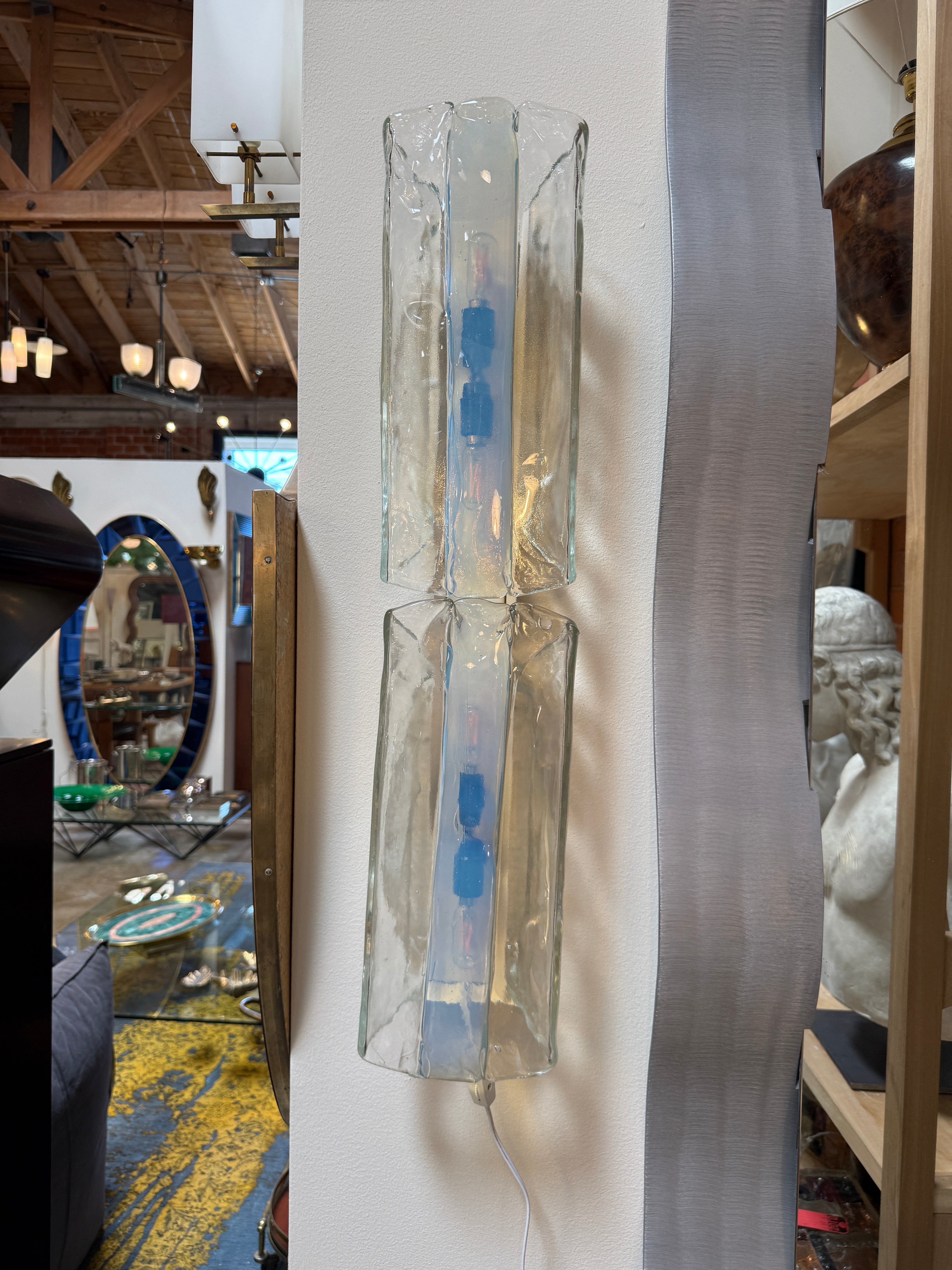 Pair of Italian Murano Glass Double Sconces by Mazzega