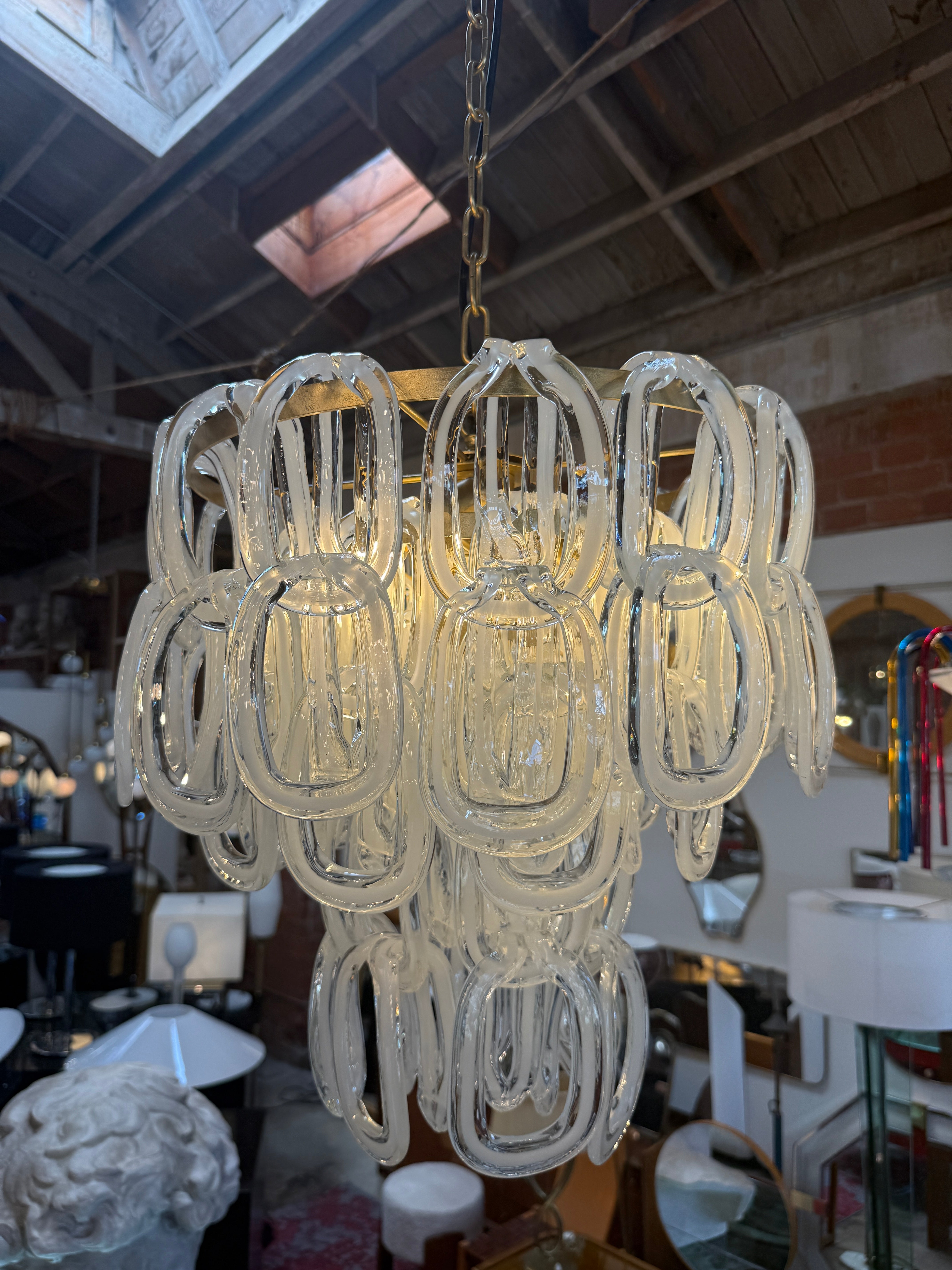 Giogali Murano Glass Chandelier by Angelo Mangiarotti for Vistosi