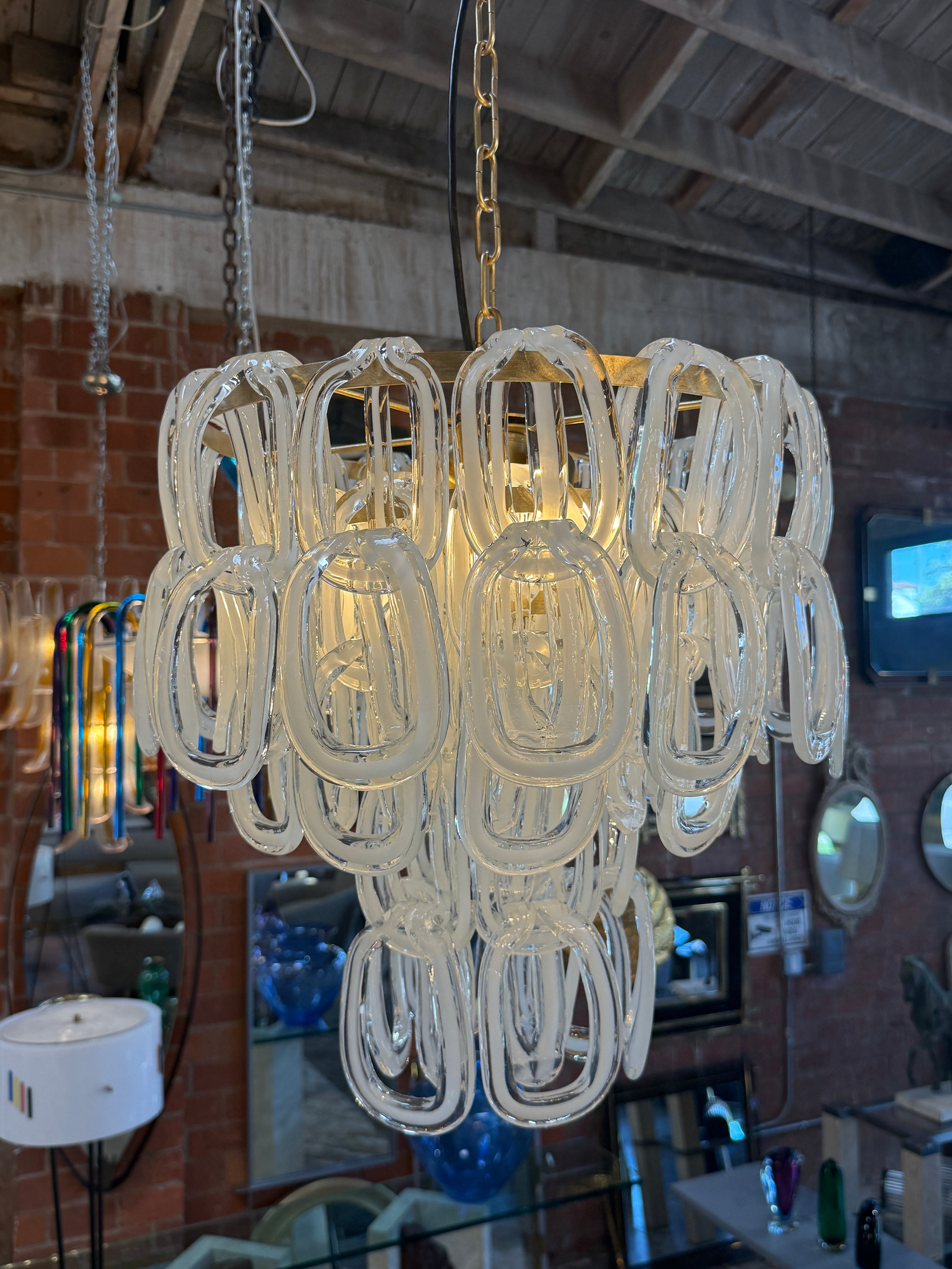 Giogali Murano Glass Chandelier by Angelo Mangiarotti for Vistosi