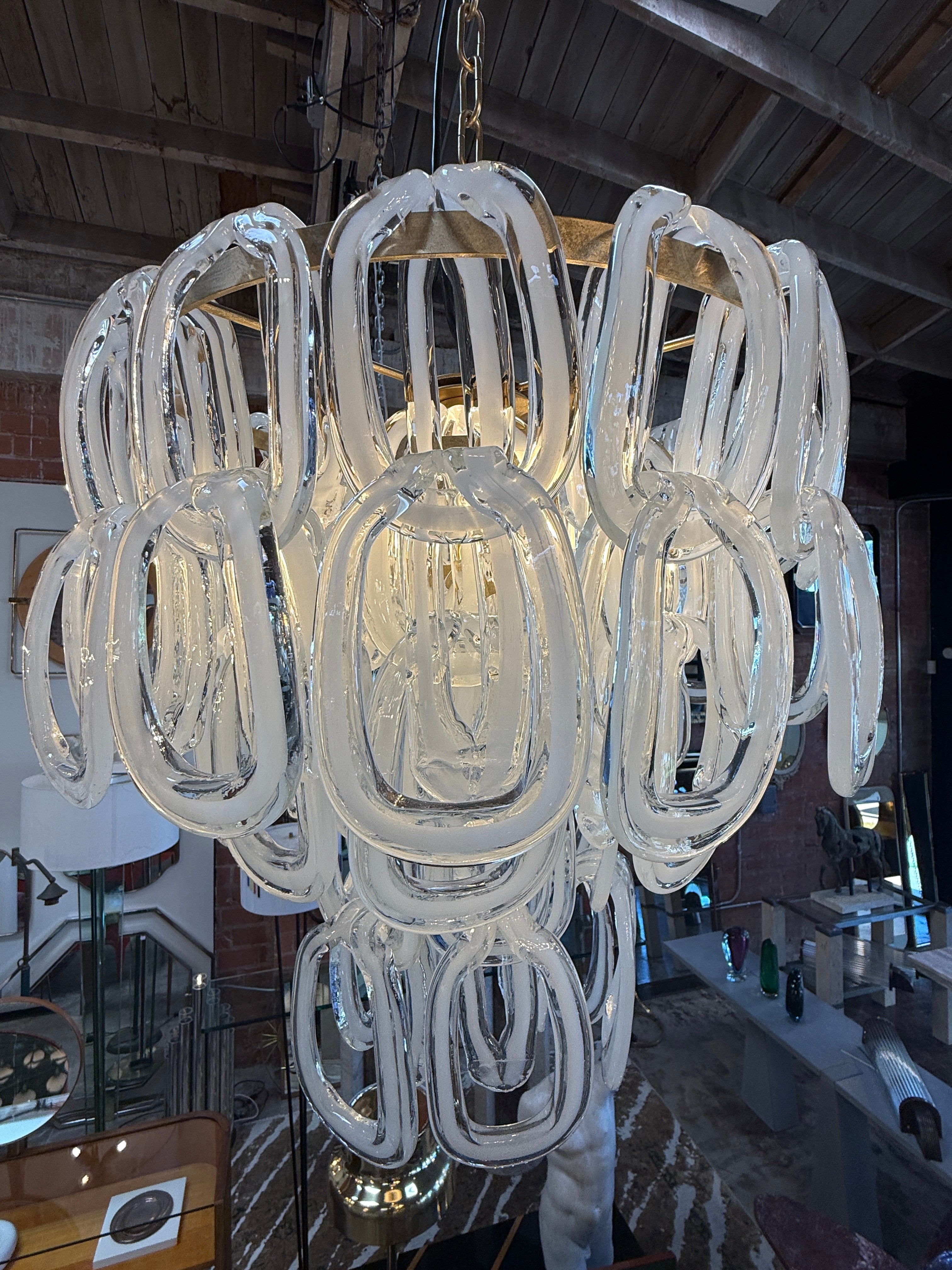 Giogali Murano Glass Chandelier by Angelo Mangiarotti for Vistosi