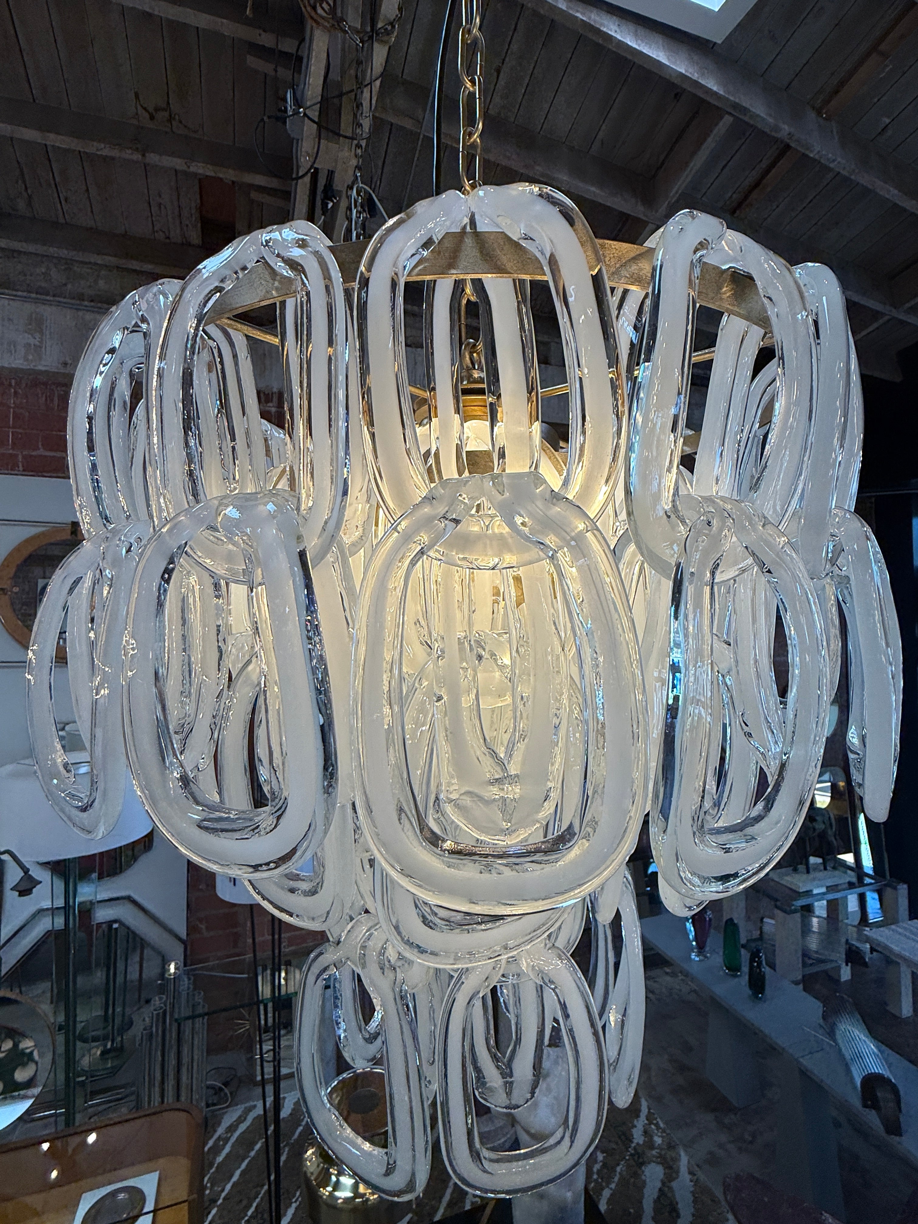 Giogali Murano Glass Chandelier by Angelo Mangiarotti for Vistosi