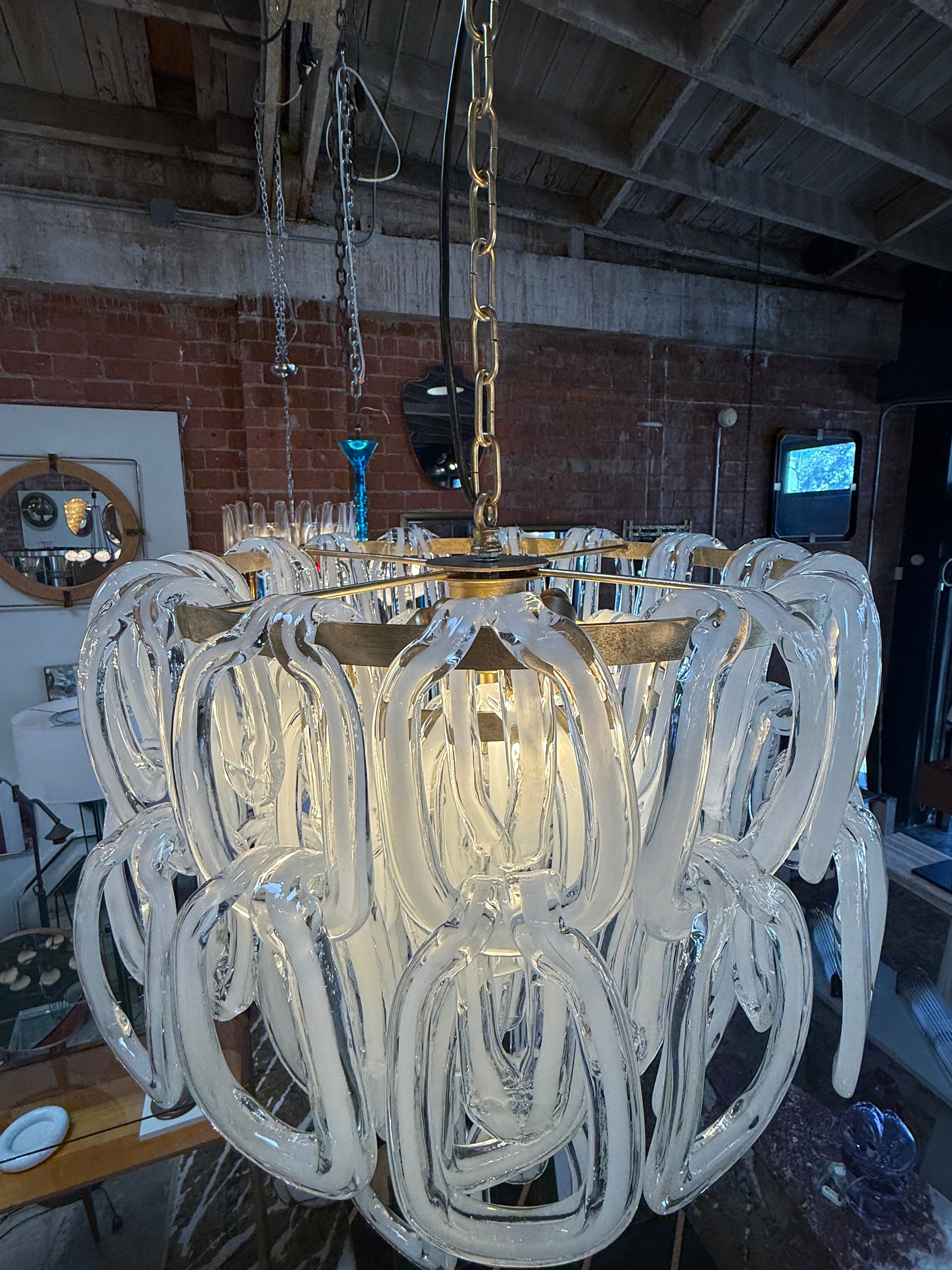 Giogali Murano Glass Chandelier by Angelo Mangiarotti for Vistosi