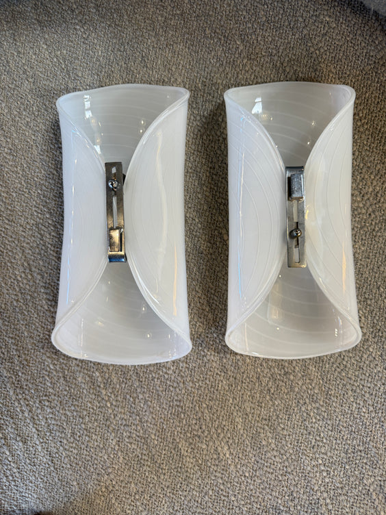 Pair of Murano Spiral Glass Wall Sconces