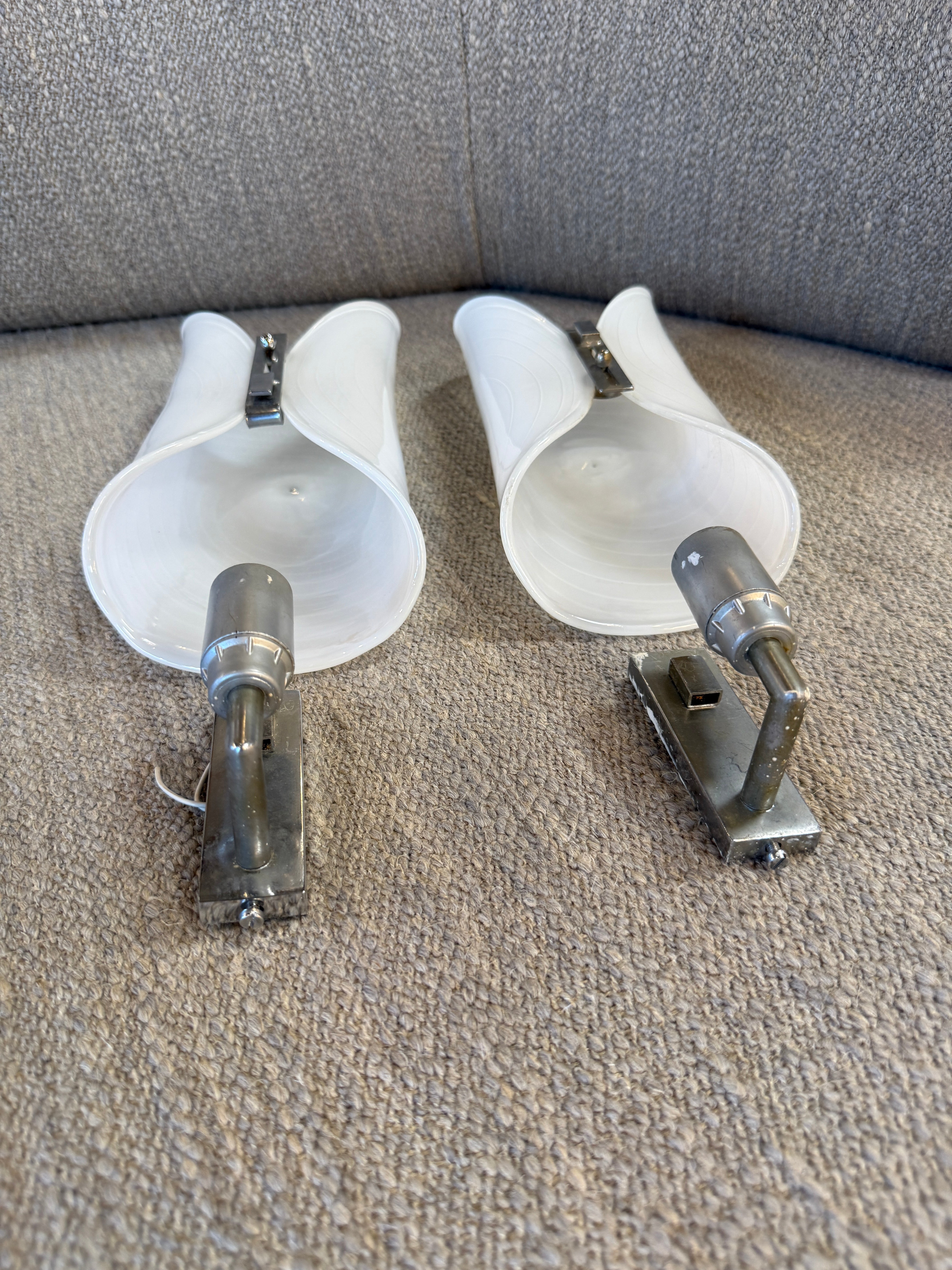 Pair of Murano Spiral Glass Wall Sconces