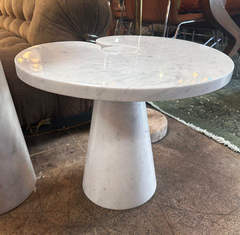 Pair of 2 Original Angelo Mangiarotti Italian "Eros" Carrara Marble Side Tables