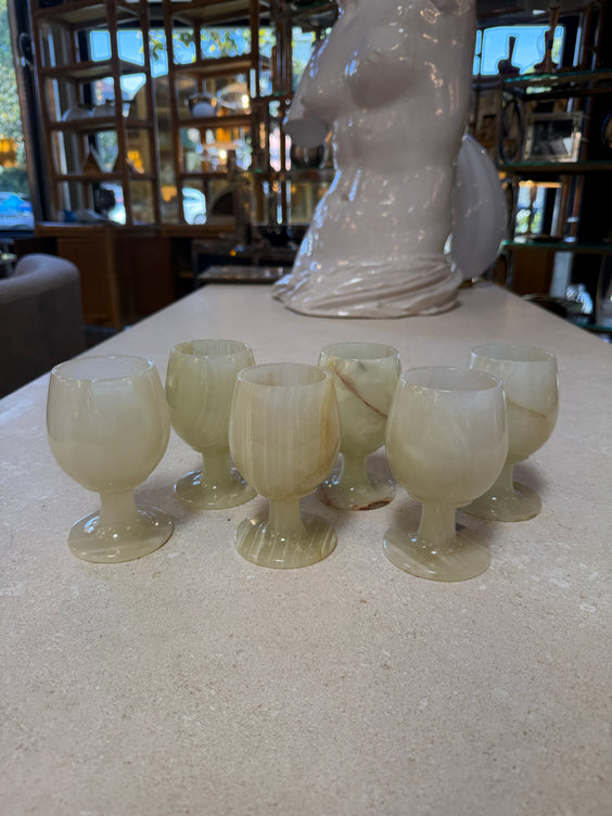 Set of 6 Marble Goblets / Chalice Glasses