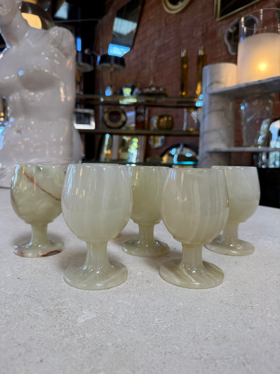 Set of 6 Marble Goblets / Chalice Glasses