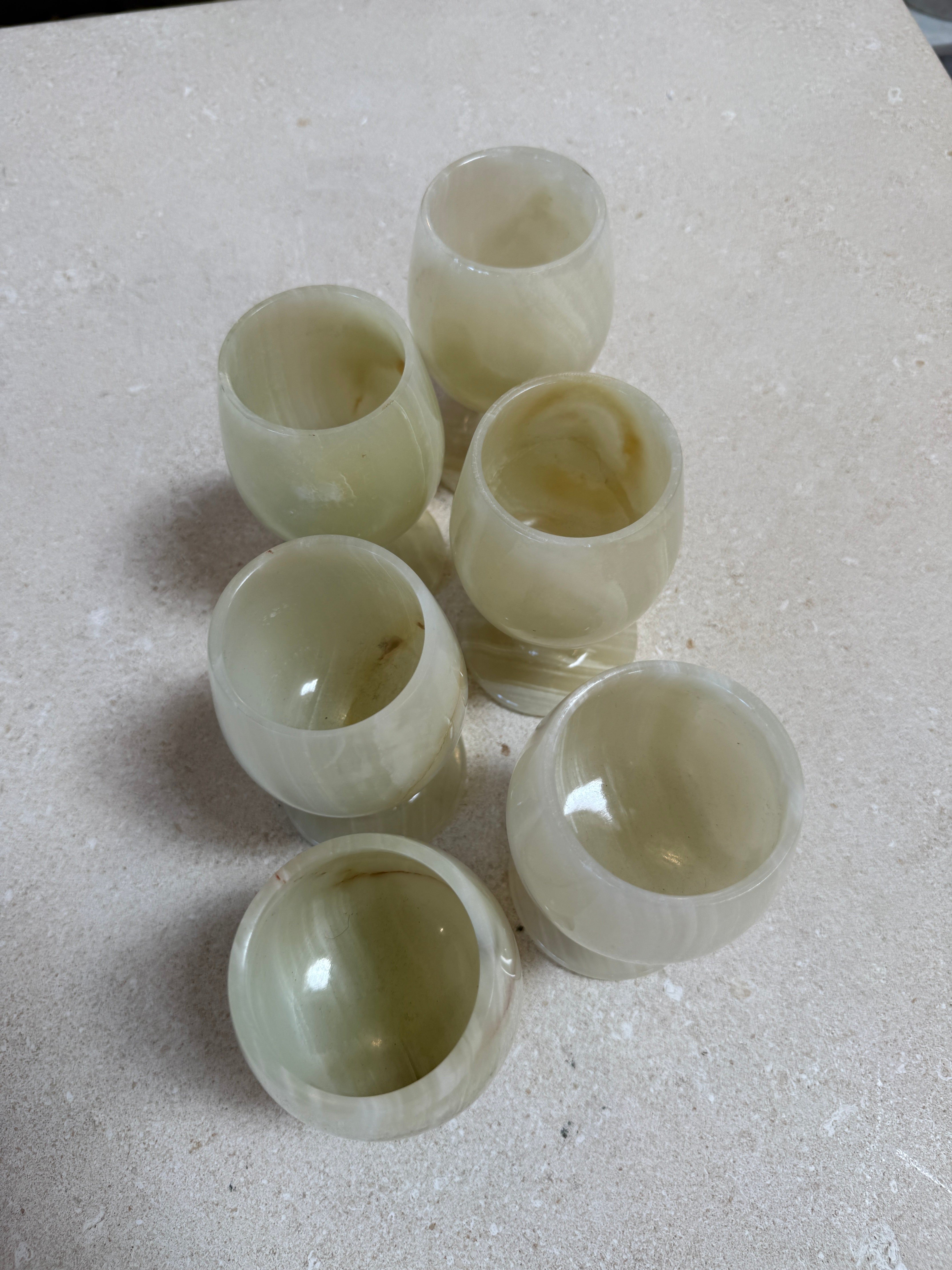 Set of 6 Marble Goblets / Chalice Glasses