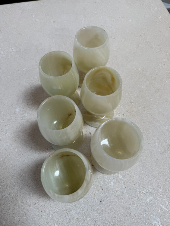 Set of 6 Marble Goblets / Chalice Glasses