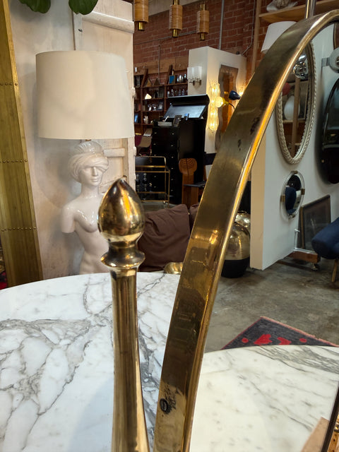 Vintage Brass Oval Vanity Mirror with Marble Base