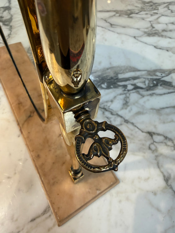 Vintage Brass Oval Vanity Mirror with Marble Base