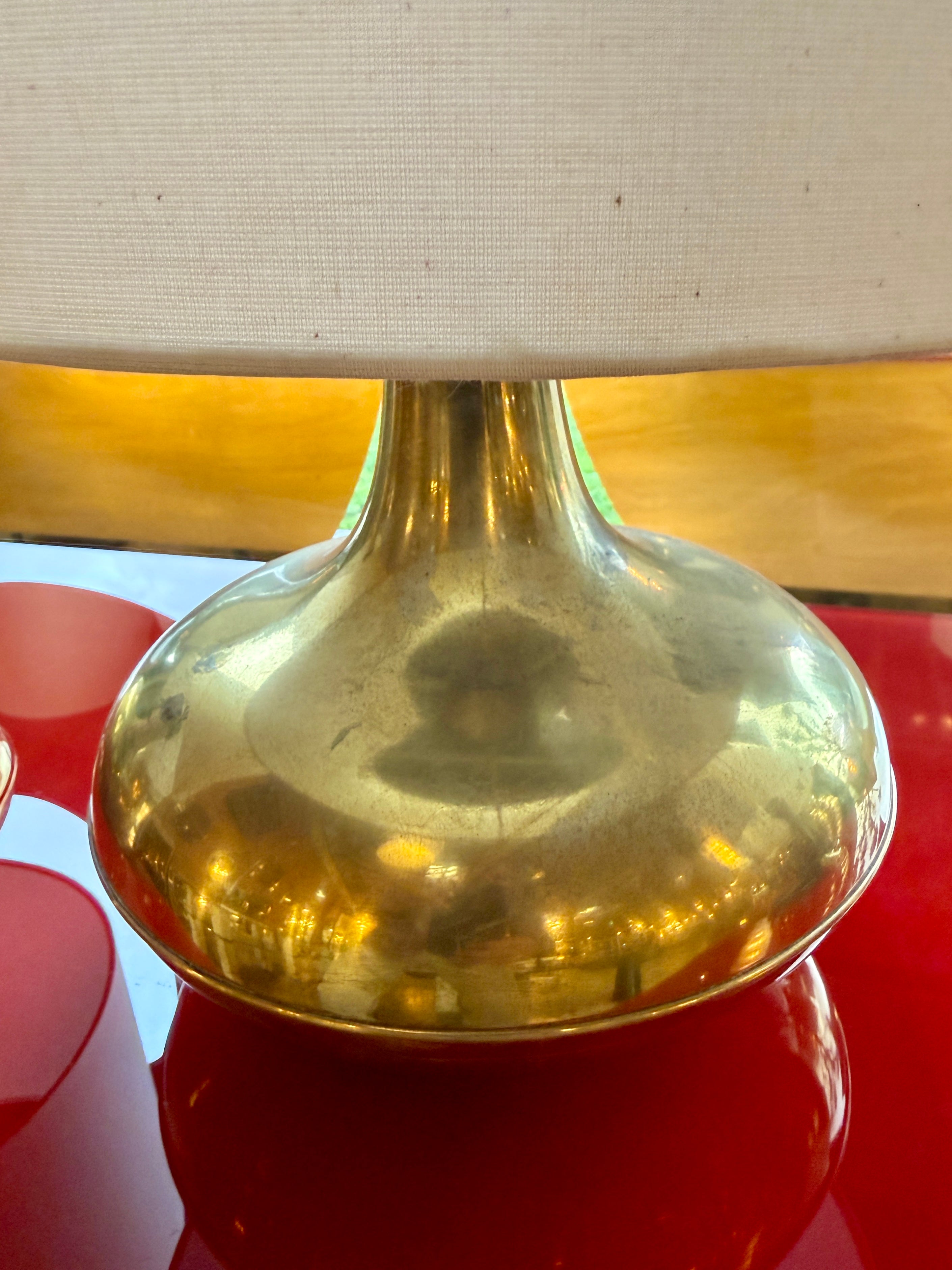 Pair of Italian Brass Table Lamps, 1970s
