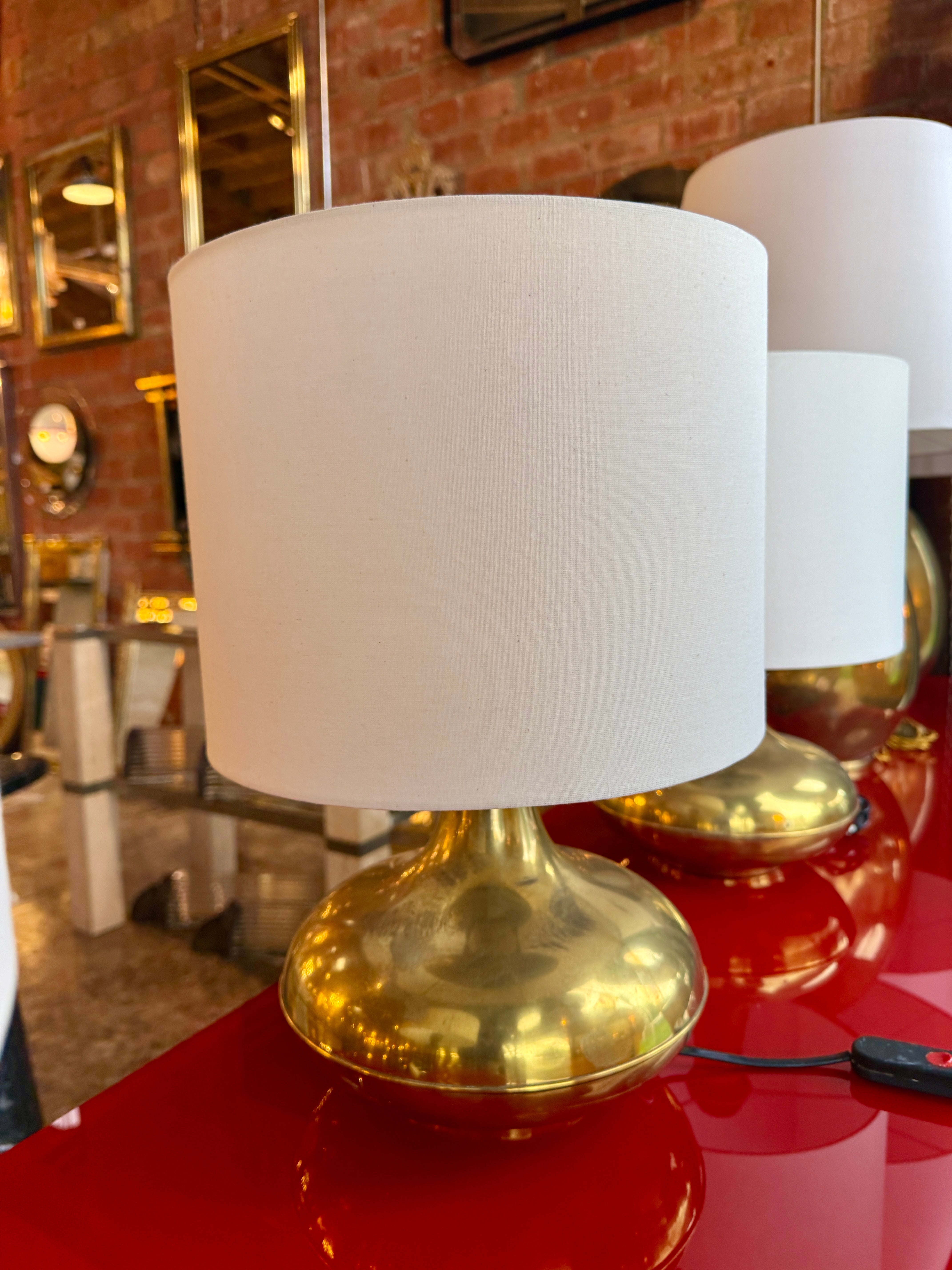 Pair of Italian Brass Table Lamps, 1970s