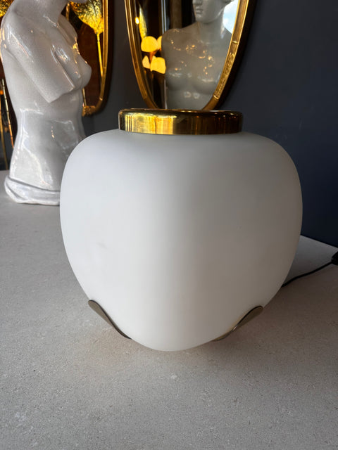 Mid Century Italian Opaline and Brass Table Lamp 1970s