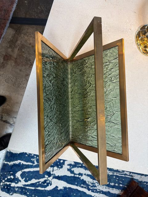 Mid-Century Brass and Green Plexiglass Magazine Holder, Italy