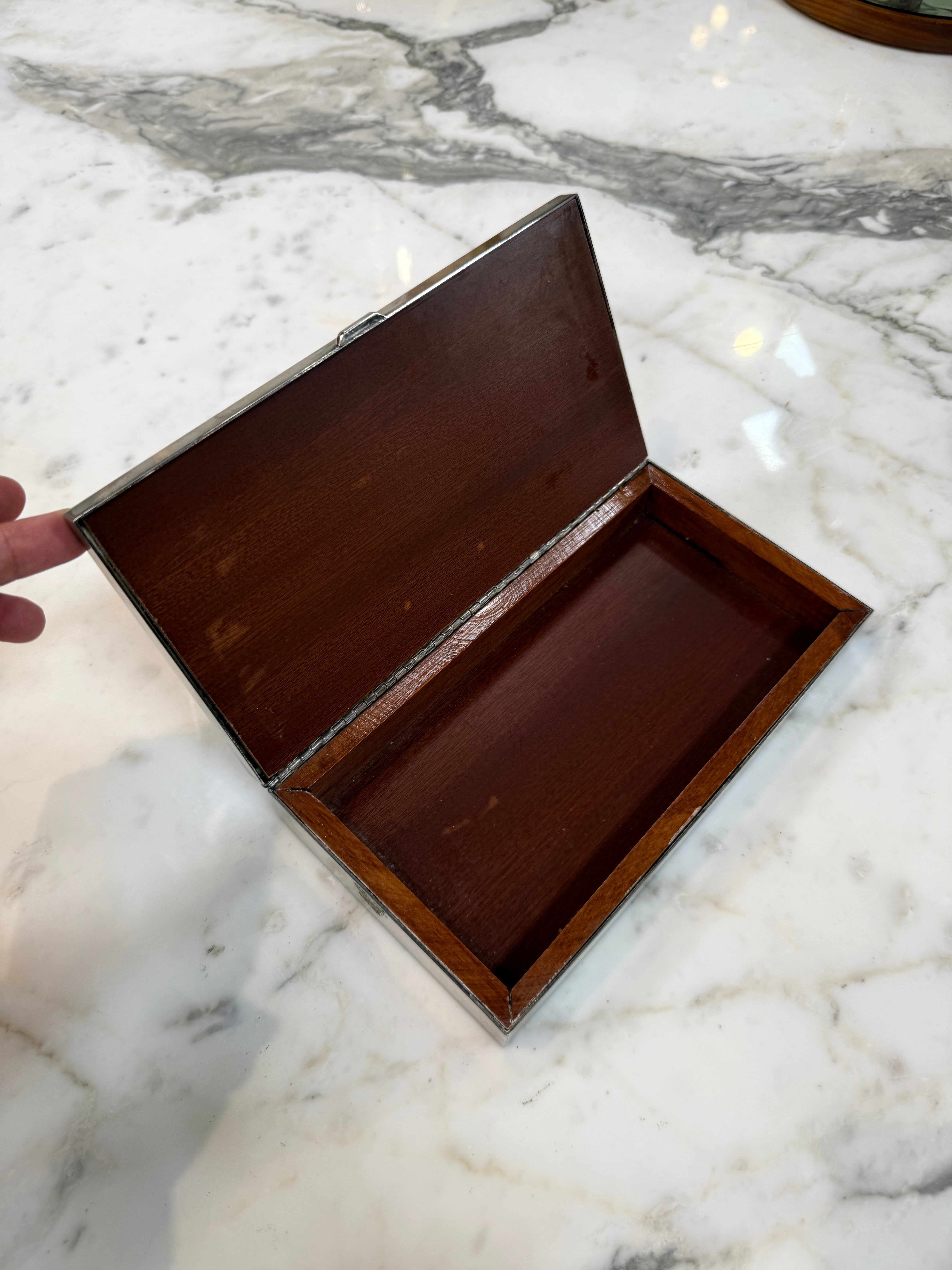 Vintage Silverplate Box with Malachite Inlay Lid