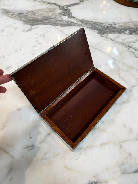 Vintage Silverplate Box with Malachite Inlay Lid
