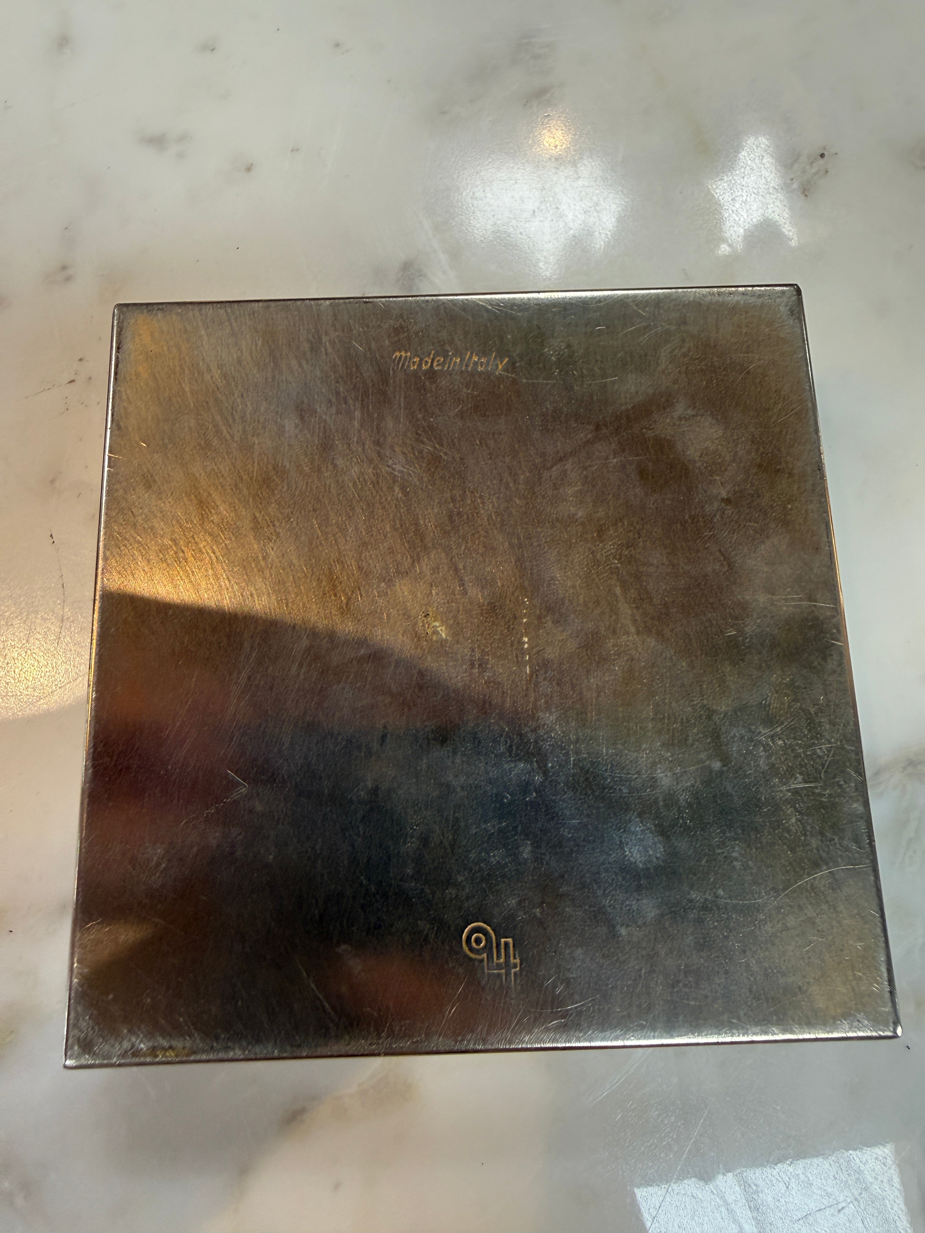 Tommaso Barbi Vintage Burl Wood & Brushed Metal Box
