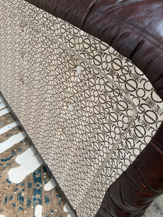 Michel Ducaroy “Togo” Three-Seat Sofa in Deep Brown Leather for Ligne Roset